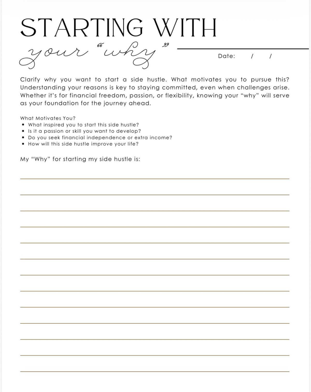 The Side Hustle Planner